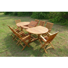 Ensemble de jardin en teck huilé munggi 6 chaises 2 fauteuils jumak