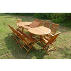 Ensemble de jardin en teck huilé munggi 8 chaises 2 fauteuils jumak