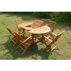 Ensemble de jardin en teck huilé sentak 6 fauteuils pliants jumak