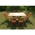 Ensemble salon de jardin en teck huilé sidan 4 chaises 2 fauteuils jumak