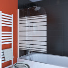 Pare baignoire pivotant 130x75cm verre serigraphie et profile aluminium blanc - vela white Aurlane - FAC133