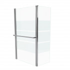Pare baignoire avec volet pivotant 130x105cm - profilé aluminium chrome et verre transparent bande dépolie - heritage Aurlane - FAC144