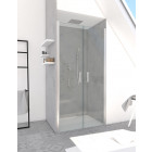 Paroi porte de douche à double portes pivotantes - Flappy chrome - Profile chrome verre transparent 6mm - Dimensions au choix