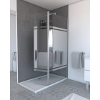 Volet pivotant avec bande miroir pour paroi de douche à l'italienne - 40x200cm verre miroir 6mm - freedom 2 mirror