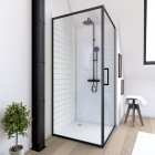 Retour pour paroi pour douche - crush retour 80- 80x200cm - profile noir mat - verre transparent 6mm Aurlane - FAC285