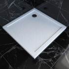 Receveur de douche à poser carré extra plat en acrylique renforcée blanc - Finition pierre - Moon square - Dimensions au choix
