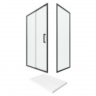 Pack paroi porte de douche + paroi retour + receveur a poser - 120x90 coulissante - crush moon 120x90 Aurlane - FAC397