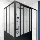 Pack paroi porte de douche coulissante 120x200cm + retour 80cm type atelier - noir mat - verre 5mm Aurlane - FAC409