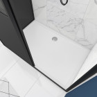 Pack porte coulissante 120x200 + paroi retour et panneau aluminium composite + receveur 120x90 Aurlane - FAC416