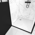Pack Porte de Douche Atelier Pivotante Noire 80×200 cm et Receveur Blanc Effet Pierre 80x80x4 cm Aurlane - FAC419
