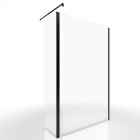 Pack paroi de douche à l'italienne transparent 120cm profile noir mat - dim: 120x200cm - profile noir mat - freedom 2 dark 120 + barre de fixation freedom 2 dark telescopic + volet pivot Aurlane - FAC432