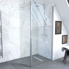 Pack paroi de douche transparent 90cm profile chrome - freedom 2 90 + barre de fixation telescopic + volet pivotant freedom 2