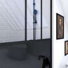 Paroi de douche 140x200 cm type verrieres - verre trempe 5mm et structure aluminium noir mat
