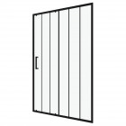 Paroi porte de douche à porte coulissante sérigraphié - 120x200cm - porte coulissante - profile noir mat - verre transparent 6mm - crushx 120 Aurlane - FAC592