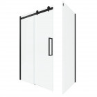 Paroi porte de douche coulissante 140x200cm noir mat - rail soft close + retour 90cm - railroad dark Aurlane - FAC629
