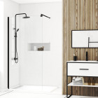 Paroi de douche 100x200cm - verre trempé transparent 8mm - profilé noir - freedom 2 black Aurlane - FAC637