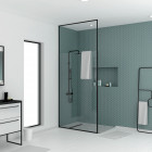 Paroi de douche 120x203cm à structure noir mat extensible 203cm à 273cm stretchy Aurlane - FAC665
