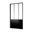 Pare baignoire pivotant 140x80cm type industriel - profilé noir mat - verre trempé - glassy screen