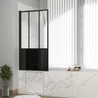 Pare baignoire pivotant 140x80cm type industriel - profilé noir mat - verre trempé - glassy screen Aurlane - FAC671