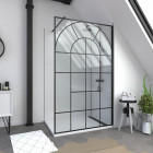 Paroi de douche déco 120x195cm - cadre et barre de fixation noir mat - verre 5mm sérigraphié - eden Aurlane - FAC686