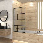Pare baignoire rabattable sérigraphié 80×140 cm – Finition Noir Mat – BLOCKS SCREEN Aurlane - FAC688
