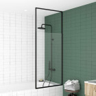 Pare baignoire 75x153cm extensible jusqu’à 202cm - aluminium noir mat - verre trempé 6mm - stretchy Aurlane - FAC689