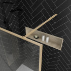 Paroi de douche à l'italienne 140x200 - cadre finition or brossé - verre 6mm - goldy contouring Aurlane - FAC731