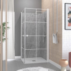 Portes de douche en angle 90x90x190 cm - motifs carrés - Couleur profilés au choix