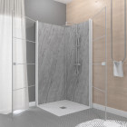 Portes de douche en angle 80x80x190 cm - motifs carrés - Couleur profilés au choix