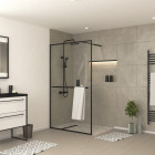 Paroi de douche Noir mat - Porte-serviette et étagère - DARK CONTOURING SHELF - Dimensions au choix