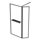 Paroi de douche avec volet pivotant 90+40x200cm - profilé, porte-serviette et étagère noir mat Aurlane - FAC760