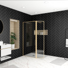 Paroi de douche avec volet pivotant 90+40x200 cm - finition or doré brossé - goldy contouring Aurlane - FAC778