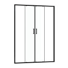 Paroi de douche à double porte coulissante 140x200 cm - verre transparent - profilé noir - crush Aurlane - FAC793