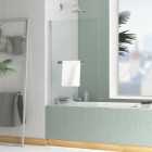 Pare-baignoire rabattable avec porte-serviette 70x120cm - verre 4mm - Couleur de profilé au choix