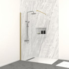 Paroi de douche à l'italienne 80x200 cm verre trempé 8 mm - finition or brossé - freedom 2 gold Aurlane - FAC913