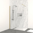 Paroi de douche à l’italienne 120×200 cm verre trempé 8 mm - Finition Or Brossé - FREEDOM 2 GOLD Aurlane - FAC915