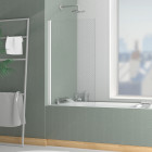 Pare-baignoire rabattable 70x120cm - profilé blanc mat - verre trempé 4mm - elementary Aurlane - FAC924