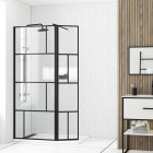 Paroi de douche avec pivot 80+40x195cm - sérigraphie type briques et profilés noir - dark blocks Aurlane - FAC928