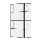 Paroi de douche avec pivot 100+40x195cm - sérigraphie type briques et profilés noir - dark blocks Aurlane - FAC929