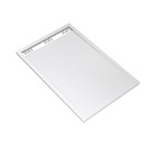 Receveur en acrylique blanc effet pierre 90x140x5 cm - grille linéaire chrome - moon Aurlane - FAC948