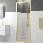 Porte de douche pivotante 80x200cm - profilés or doré brossé - verre trempé 6mm - goldy crush Aurlane - FAC955