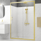 Porte de douche coulissante 140x200cm - profilés or doré brossé - verre trempé 6mm - goldy crush Aurlane - FAC958