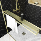 Paroi de douche or doré brossé 140x200cm - porte-serviette et étagère - goldy contouring shelf Aurlane - FAC965
