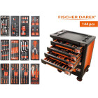Servante d'atelier 6 tiroirs équipée 144 outils dans 12 modules, fidex-810471