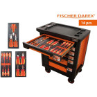 Servante d'atelier 6 tiroirs équipée 14 outils dans 3 modules, fidex-810493