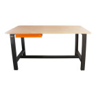 Etabli plateau bois épaisseur 40mm 200x75cm avec un tiroir, fidex-810704