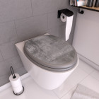Abattant wc - en mdf avec charnières en inox réglables - ciment Aurlane - G3151342013