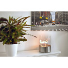 Glow Fire Emma Foyer de table au bioéthanol structure ronde en acier inoxydable et verre, Argent