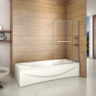 Pare baignoire paroi de douche pivotante à 90 degré securit avec porte-serviette - Dimensions au choix