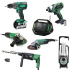 Lot Perceuse + 6 outils -2 batteries 18V 5Ah Hitachi/Hikoki